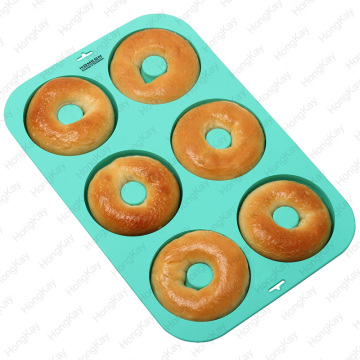 Food grade microwave safty silicone 6 cups round cake pan mold Muffins Pan Donut pan